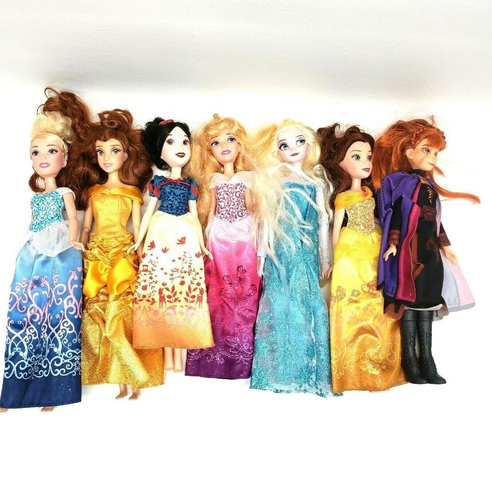 Lot Of 7 Disney Princess 12" Barbie Doll Style